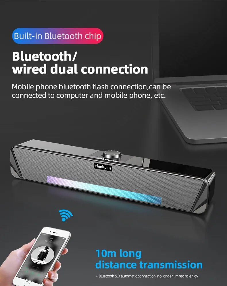 Lenovo-TS33 Alto-falante com fio e Bluetooth 5.0 Surround.